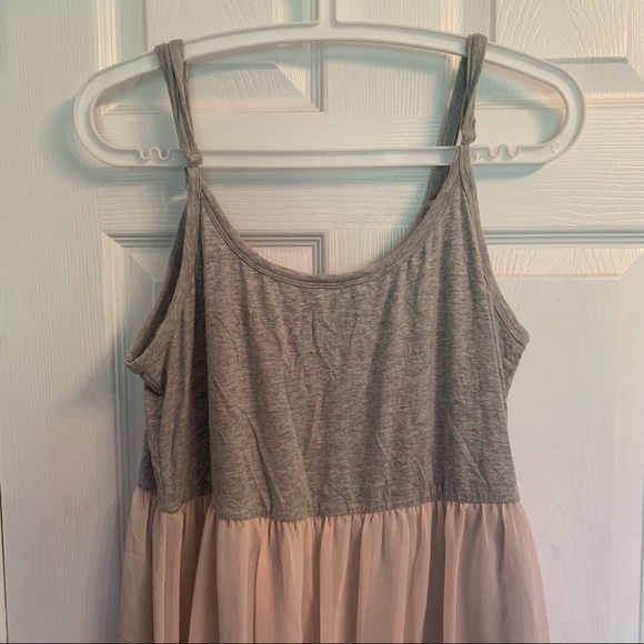H&M Large Womens Gray Cotton with Pink Sheer Layer Dress - Picture 7 of 8